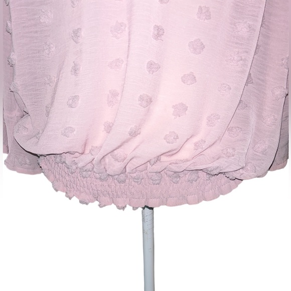 Solitaire Blush Pink Chenille Dot Faux Wrap Crop Blouson Top - L - Picture 8 of 12